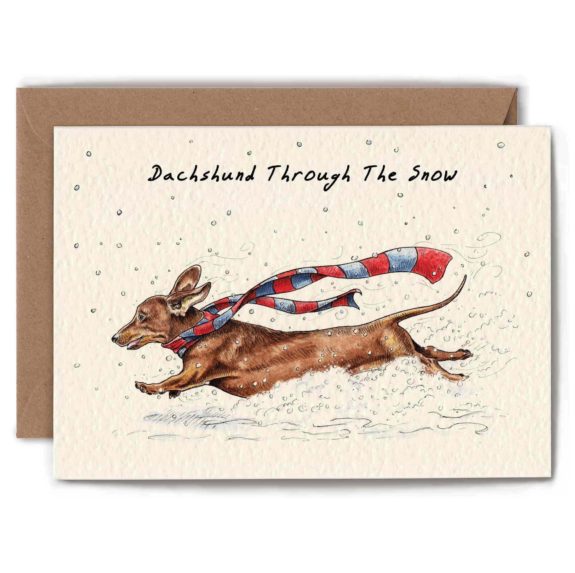 Dachshund Through The Snow Card | Christmas Greetings Card - Image 3