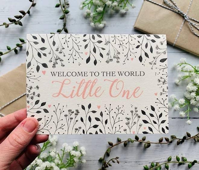 Welcome to the World Little One (Pink) Greeting Card - Image 3